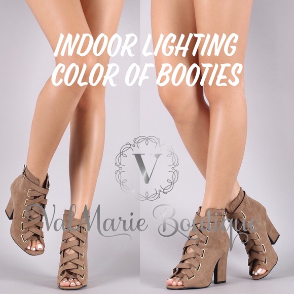 LAST 1! SUEDE LACE UP PEEP TOE BOOTIES - Picture 4 of 5